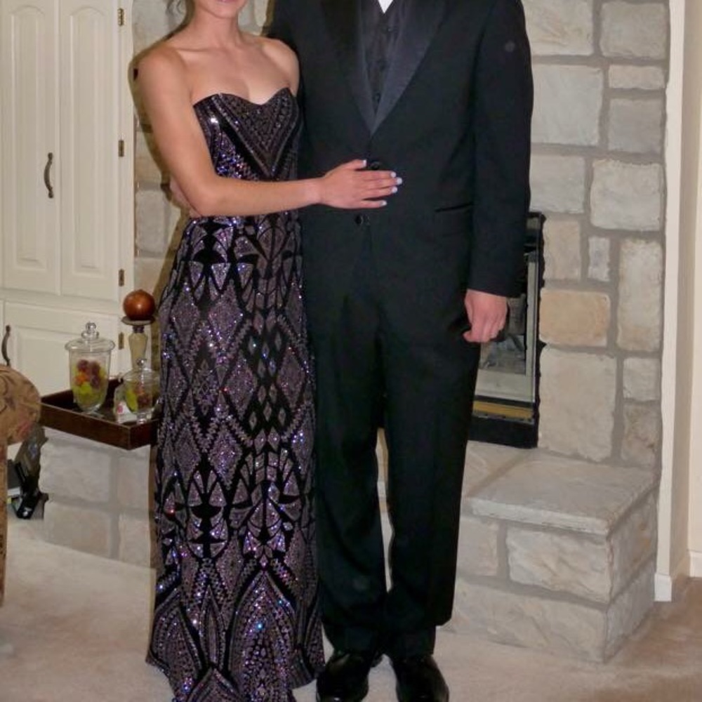 Long black glittery Prom dress
